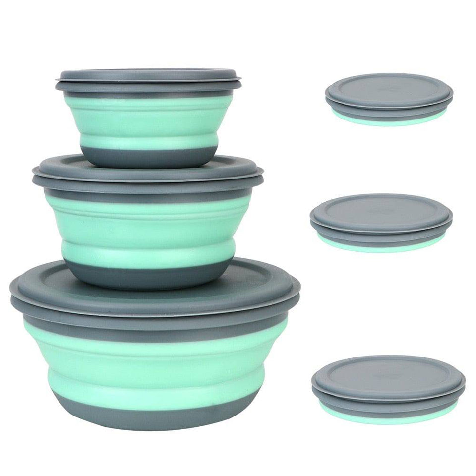 Silicone Tableware with Lid Portable Foldable Bowl Set of 3 - Culinarywellbeing