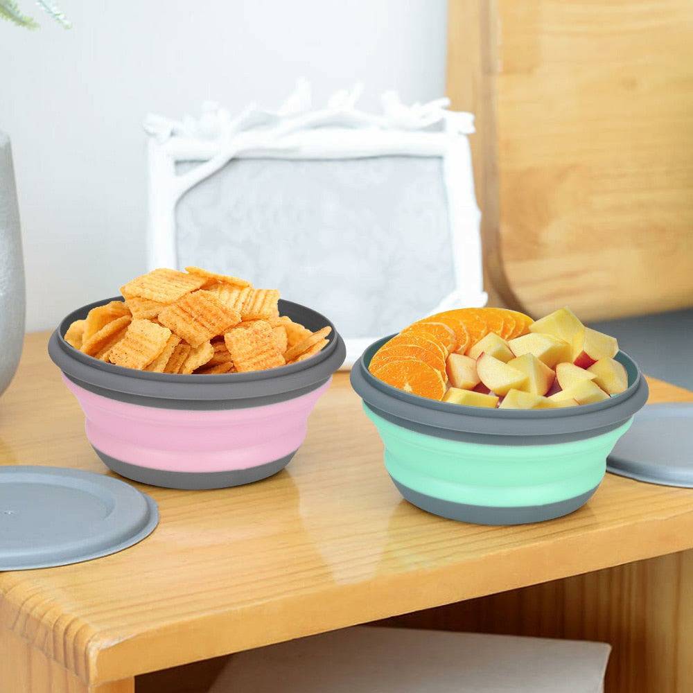 Silicone Tableware with Lid Portable Foldable Bowl Set of 3 - Culinarywellbeing