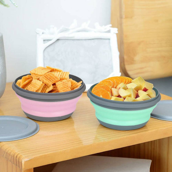 Silicone Tableware with Lid Portable Foldable Bowl Set of 3 - Culinarywellbeing