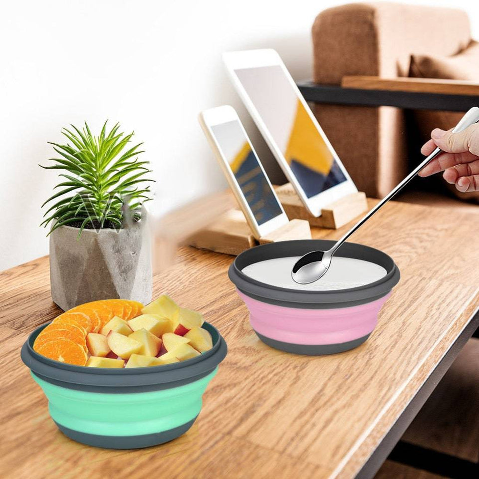 Silicone Tableware with Lid Portable Foldable Bowl Set of 3 - Culinarywellbeing