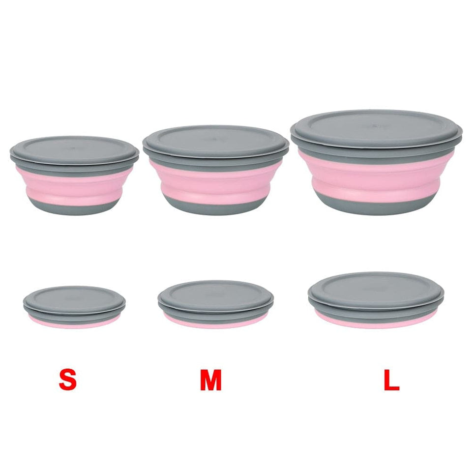 Silicone Tableware with Lid Portable Foldable Bowl Set of 3 - Culinarywellbeing