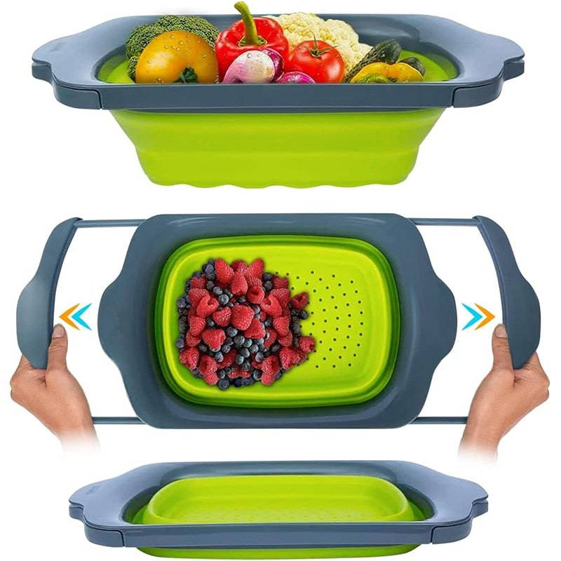 TheWellBeing™Collapsible Colander with Extendable Handles Colander Strainer Over The Sink Vegetable Fruit Colanders Strainers - Culinarywellbeing