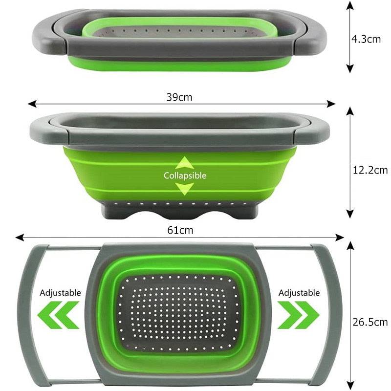 TheWellBeing™Collapsible Colander with Extendable Handles Colander Strainer Over The Sink Vegetable Fruit Colanders Strainers - Culinarywellbeing