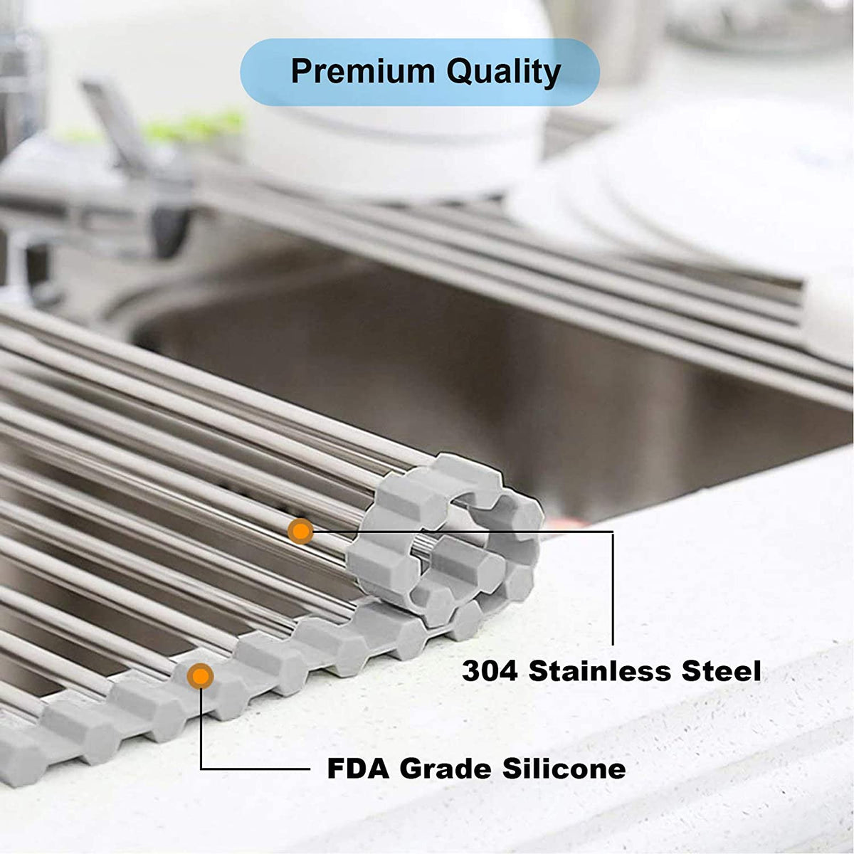 Foldable Stainless Steel Dish Drainer Roll Up Dish Drying Rack Shelf Kitchen Over The Sink Holder Bowl Tableware Plate Storage - Culinarywellbeing