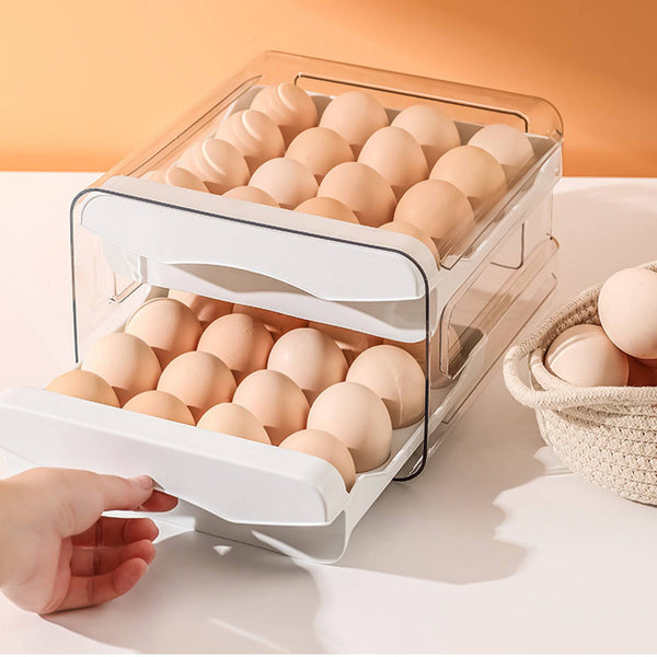 Refrigerator Egg Storage Organizer Egg Holder for Fridger 2-Layer Draw32 Grid Egg Holder: 
 Double layer drawer design, can store 16 eggs per layer, free storage and more space saving Egg tray fixing, groove design, each egg is placed TheWellBeing1Refrigerator Egg Storage Organizer Egg HolderCulinaryWellBeing