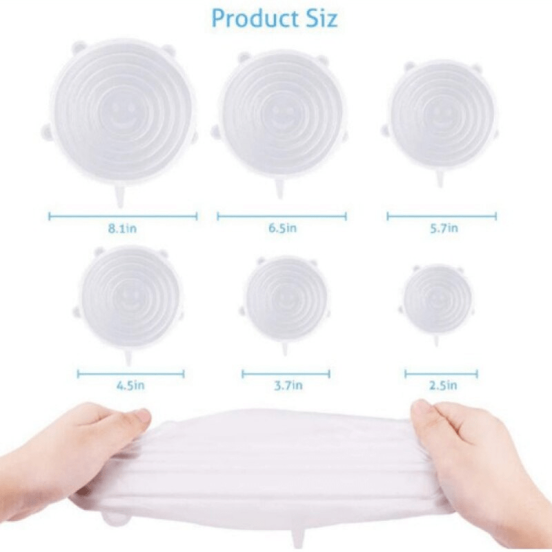 TheWellBeing™ 6 Lids Elastica Reusable Elastic Silicone Lid - Culinarywellbeing