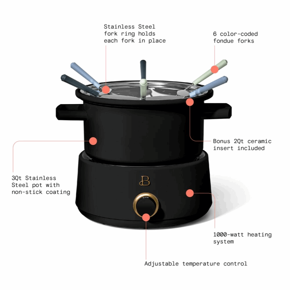 Electric Fondue Set with Bonus 2QT Ceramic Pot - Culinarywellbeing