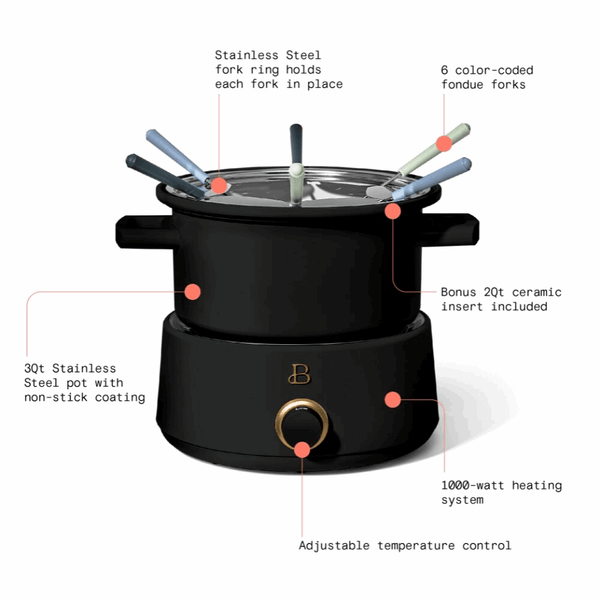 Electric Fondue Set with Bonus 2QT Ceramic Pot - Culinarywellbeing