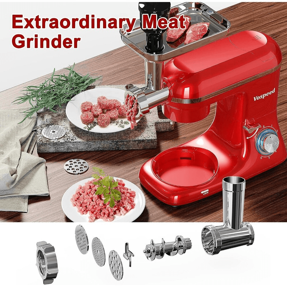 TheWellBeing™ 5-in-1 Stand Mixer - 850W Tilt-Head Electric Mixer with 7.5 QT Stainless Steel Bowl and Meat Grinder - Culinarywellbeing