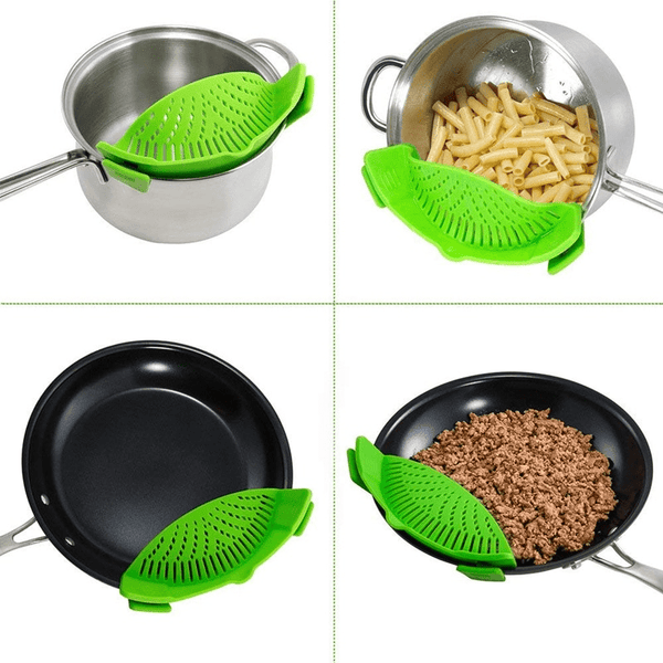 Universal Silicone Clip-on Pan Pot Strainer Anti-spill Pasta Pot Strainer Food Grade Rice Fruit Colander Strainer - Culinarywellbeing