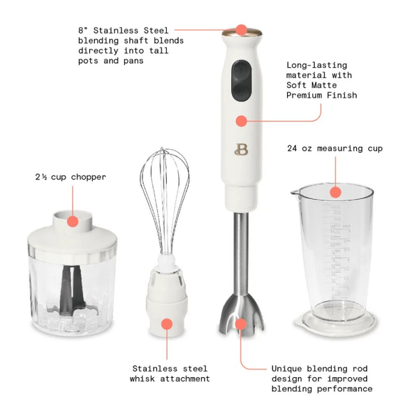 Immersion Blender with 500ml Chopper and 700ml Measuring Cup - Culinarywellbeing