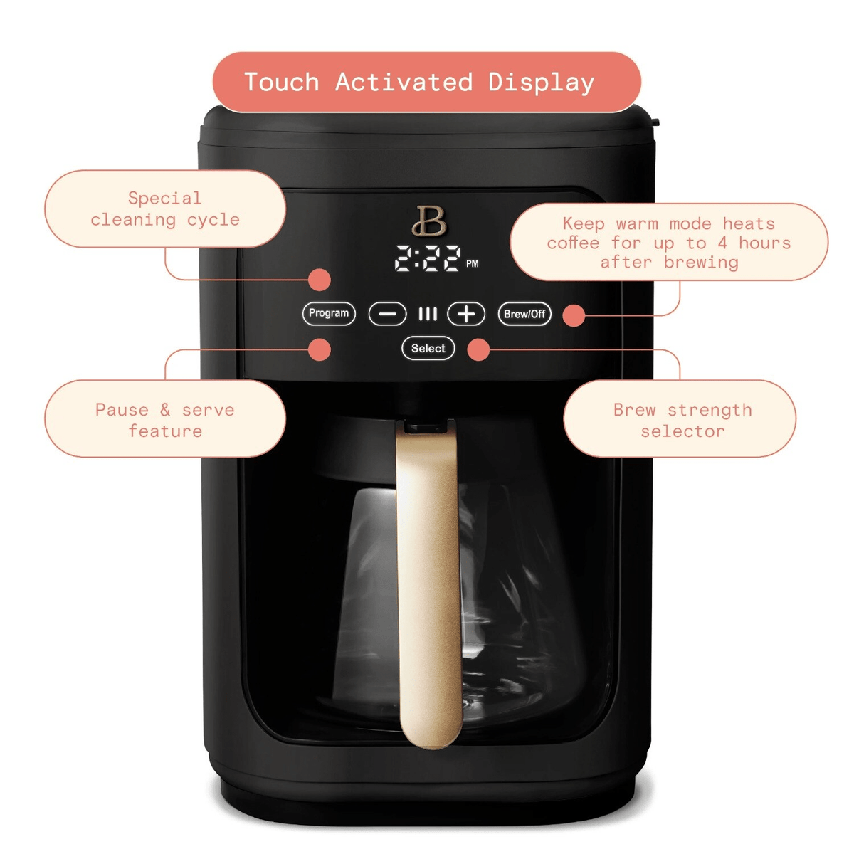 Programmable Touchscreen Coffee Maker, Black Sesame - Culinarywellbeing