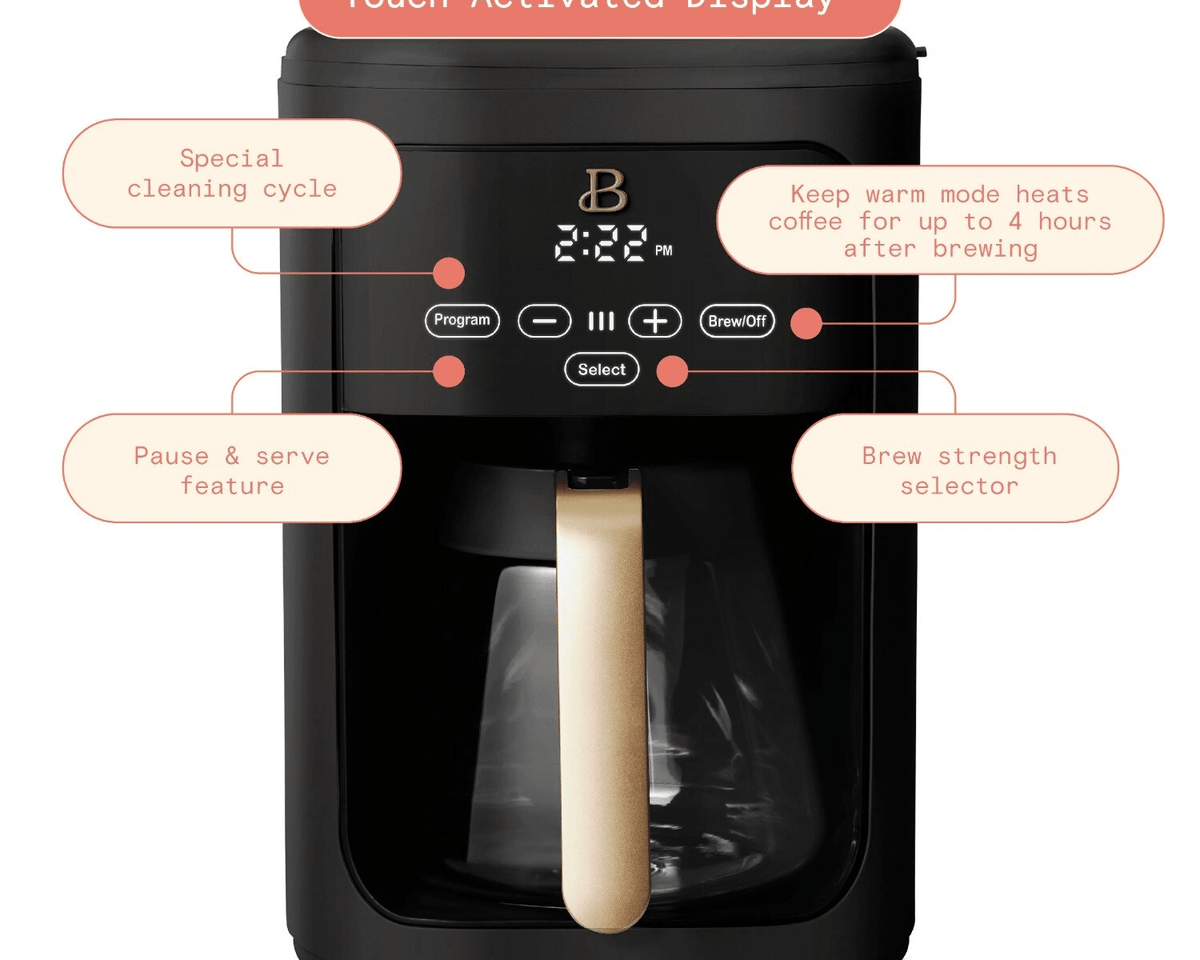 Programmable Touchscreen Coffee Maker, Black Sesame - Culinarywellbeing