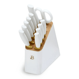Knife Block Set with Soft-Grip Ergonomic Handles White and Gold - Culinarywellbeing