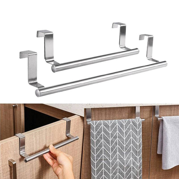 Stainless Steel Towel Rack Bathroom Towel Holder Stand Kitchen Cabinet Door Hanging Organizer Shelf Wall Mounted Towel Bar - Culinarywellbeing