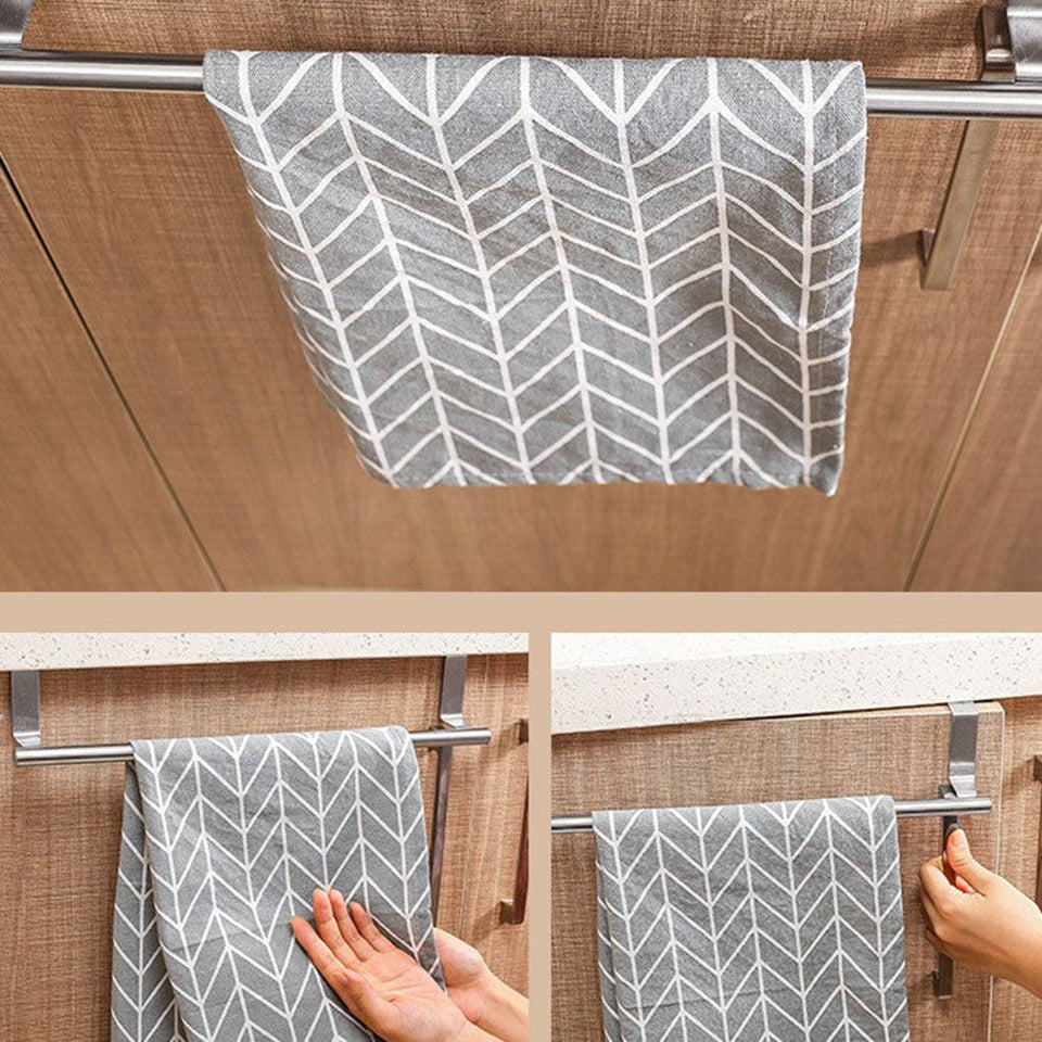 Stainless Steel Towel Rack Bathroom Towel Holder Stand Kitchen CabinetThis towel rack is designed as an over door hanging style,easy and convenient to install.The towel holder is made of stainless steel,which is rust and corrosion resiTheWellBeing1Stainless Steel Towel Rack Bathroom Towel Holder Stand Kitchen Cabinet Door Hanging Organizer Shelf Wall Mounted Towel BarCulinaryWellBeing