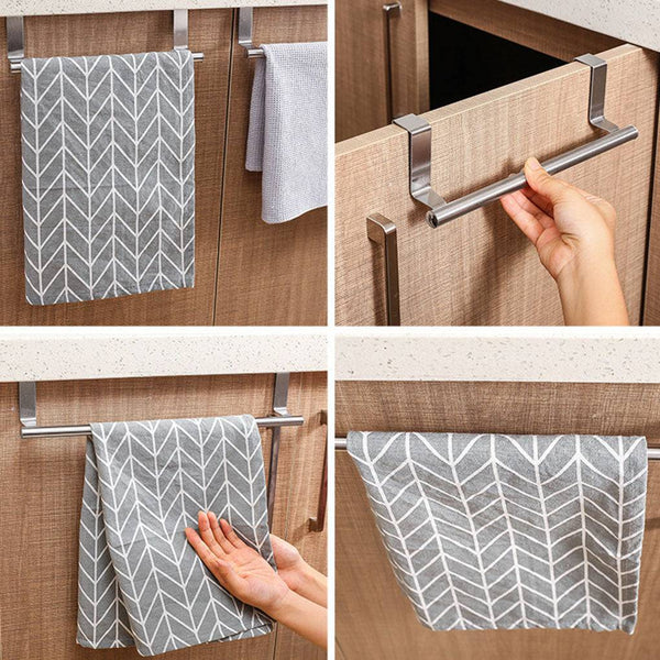 Stainless Steel Towel Rack Bathroom Towel Holder Stand Kitchen Cabinet Door Hanging Organizer Shelf Wall Mounted Towel Bar - Culinarywellbeing