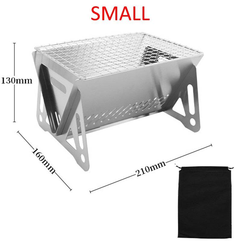 Multifunction Portable Folding BBQ Grill, stainless steel, compact design, small size, easy to carry.