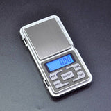 High-Precision Portable Handheld Electronic Weighing Jewelry Scale with stainless steel platform and blue backlit display.