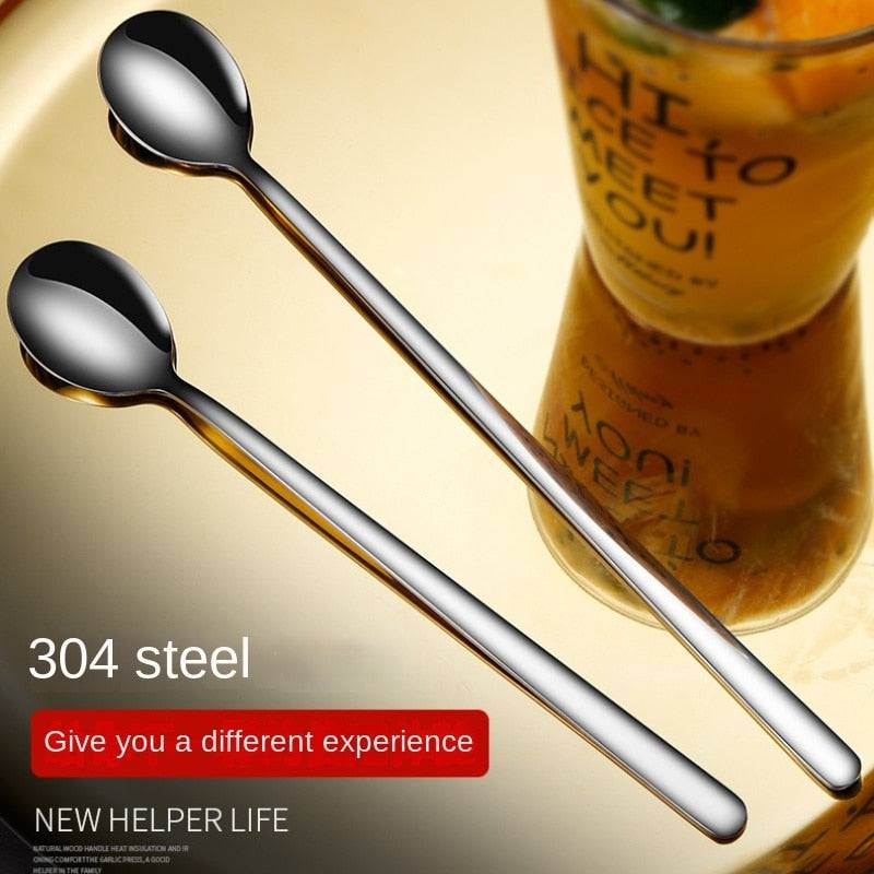 Stainless Steel Spoons Ice Cream Spoons Long Handle Coffee Spoons Stirring Spoons Kitchen Utensils 5pcs - Culinarywellbeing