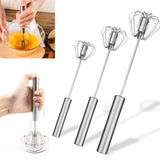 Automatic Eggbeater Stainless Steel Self Turning Cream Utensils Whisk Manual Mixer - Culinarywellbeing