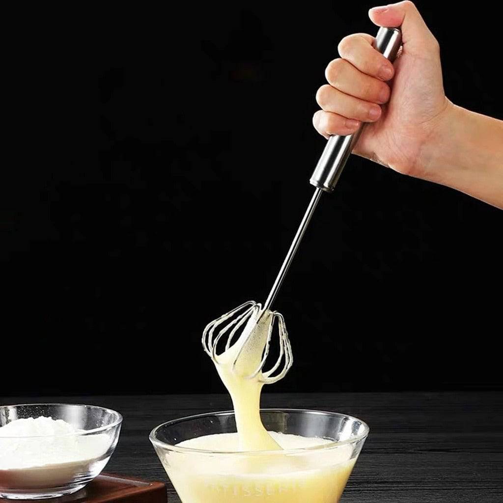 Automatic Eggbeater Stainless Steel Self Turning Cream Utensils Whisk Manual Mixer - Culinarywellbeing