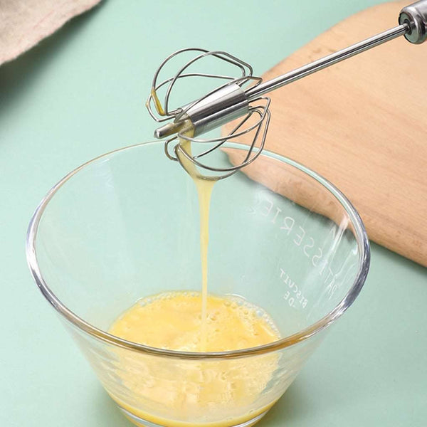 Automatic Eggbeater Stainless Steel Self Turning Cream Utensils Whisk Manual Mixer - Culinarywellbeing