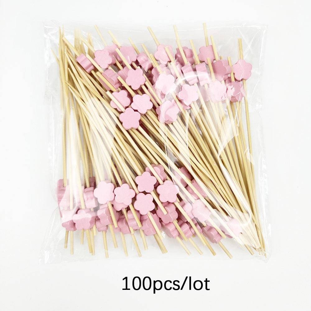 Bamboo Cocktail Picks Pearl  Skewers Wooden Cocktail Picks Fruit Pick 