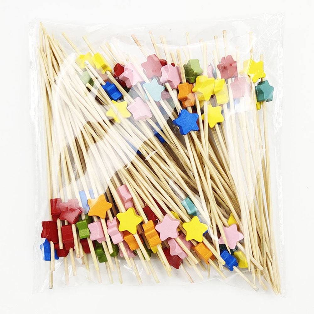 Bamboo Cocktail Picks Pearl  Skewers Wooden Cocktail Picks Fruit Pick 