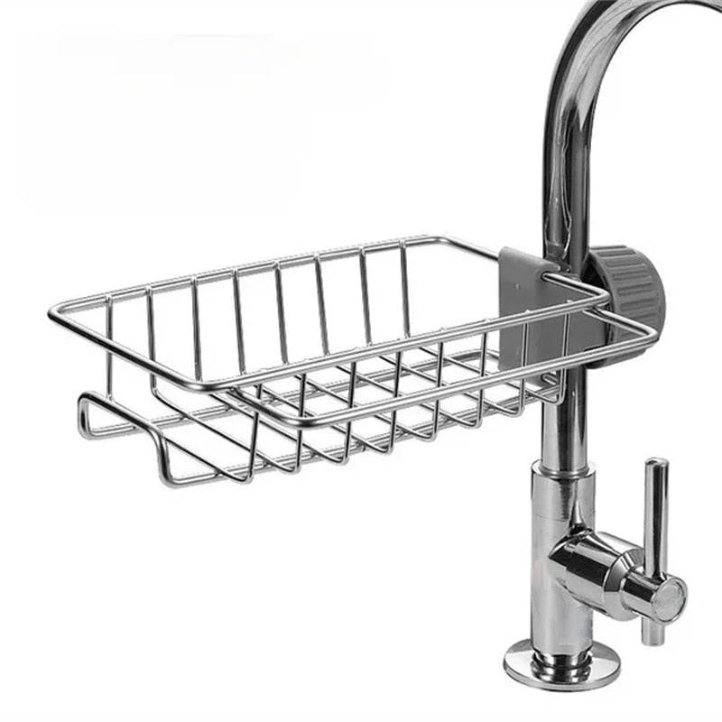 Stainless Steel Sink Drain Rack Sponge Storage Faucet Holder Soap DraiPremium Stainless Steel Materials classic shape, stylish and beautiful, multi-purpose, can be used in kitchens, bathrooms and other scenes, can be recycled, easy to TheWellBeing1Stainless Steel Sink Drain Rack Sponge Storage Faucet Holder Soap Drainer Towel Rack Shelf OrganizerCulinaryWellBeing