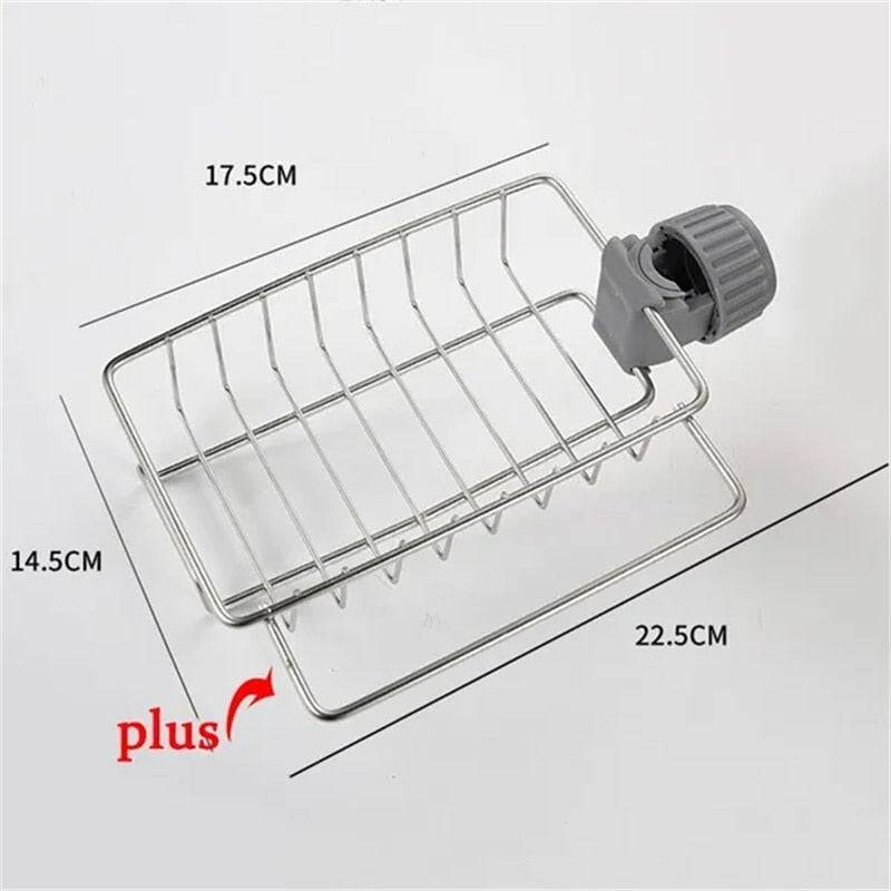 Stainless Steel Sink Drain Rack Sponge Storage Faucet Holder Soap DraiPremium Stainless Steel Materials classic shape, stylish and beautiful, multi-purpose, can be used in kitchens, bathrooms and other scenes, can be recycled, easy to TheWellBeing1Stainless Steel Sink Drain Rack Sponge Storage Faucet Holder Soap Drainer Towel Rack Shelf OrganizerCulinaryWellBeing