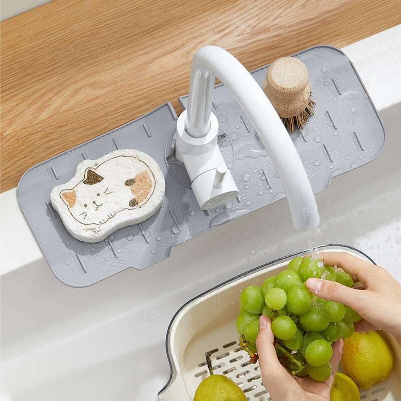 Faucet Mat Kitchen Sink Silicone Splash Pad Drainage Waterstop - Culinarywellbeing