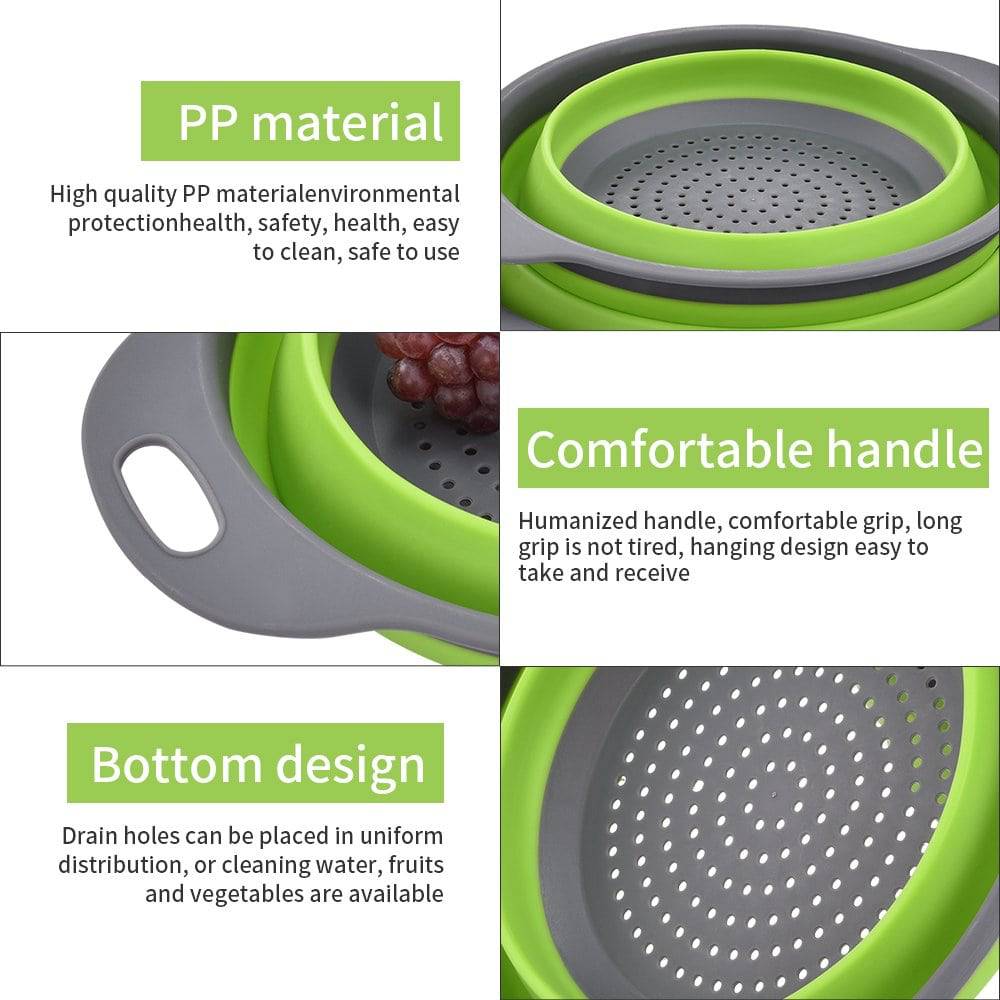 Round Folding Colander BPA Free Fruits Vegetables Washing Drain Basket Kitchen - Culinarywellbeing