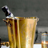 European-Style Hand-Carved Brass Red Wine Champagne Ice Bucket - Culinarywellbeing