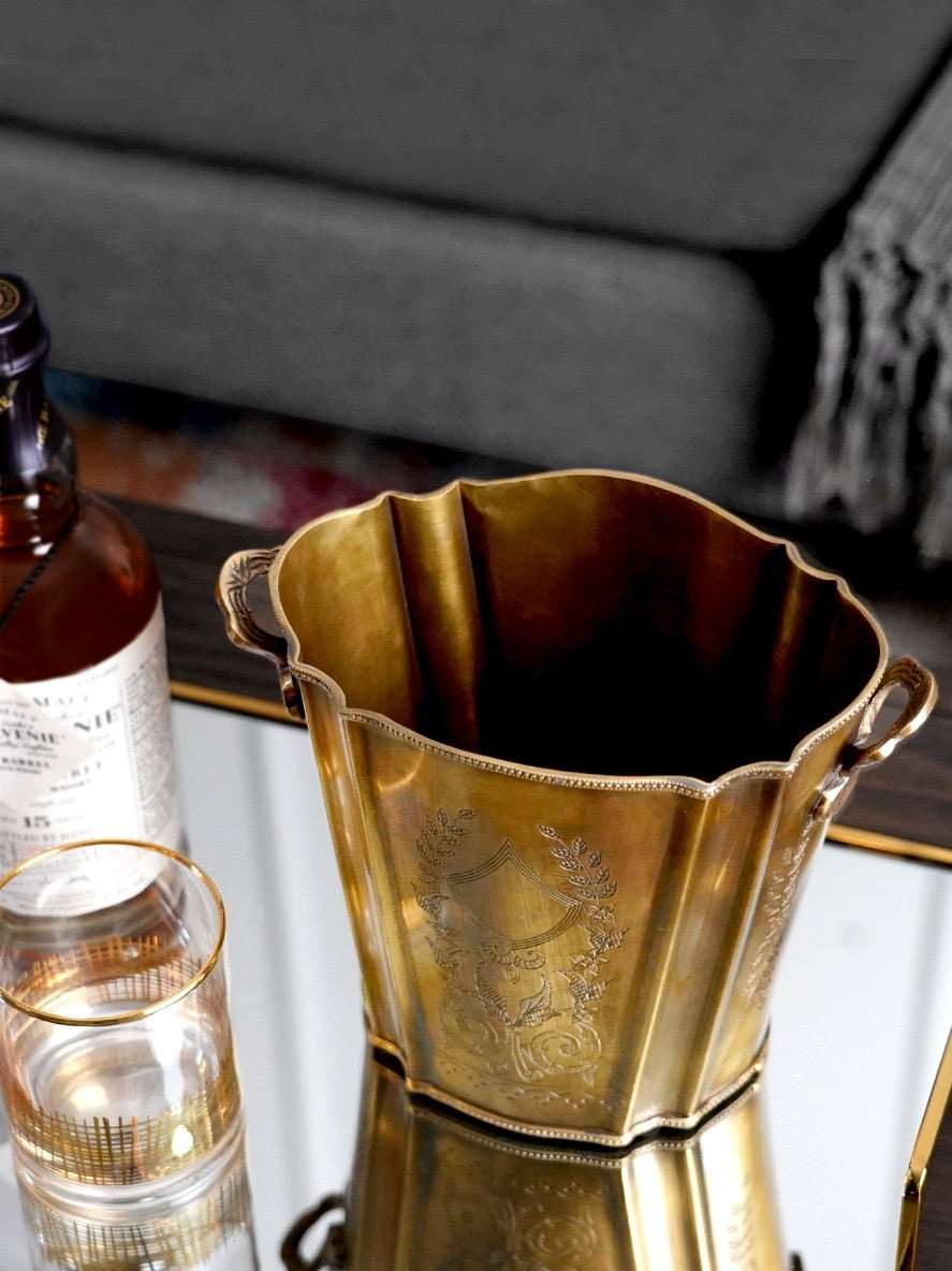 European-Style Hand-Carved Brass Red Wine Champagne Ice Bucket - Culinarywellbeing