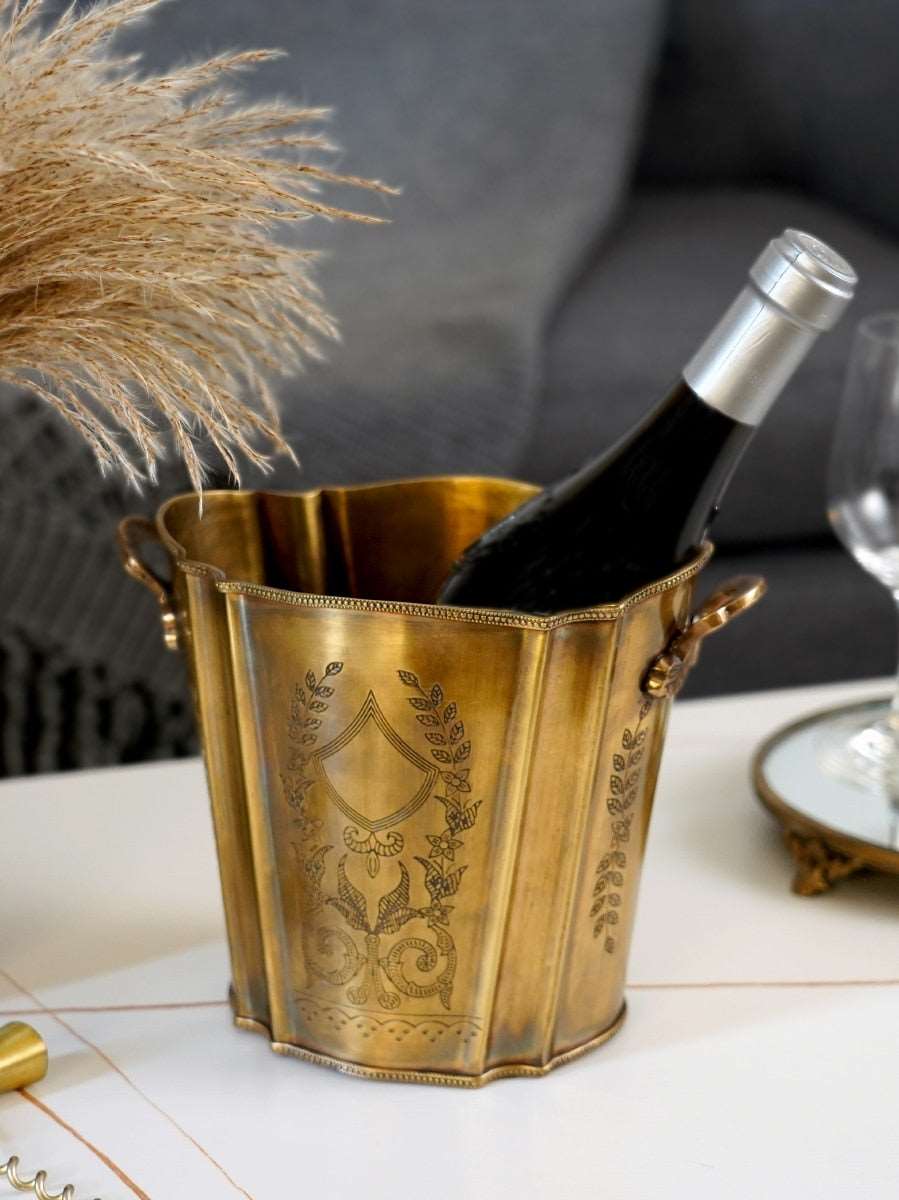 European-Style Hand-Carved Brass Red Wine Champagne Ice Bucket - Culinarywellbeing