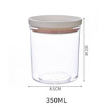 Transparent sealed ring bottle, 350ml capacity, kitchen storage box, food canister.