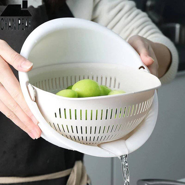 Silicone Double Drain Basket Bowl Washing Storage Basket Colander Tool - Culinarywellbeing