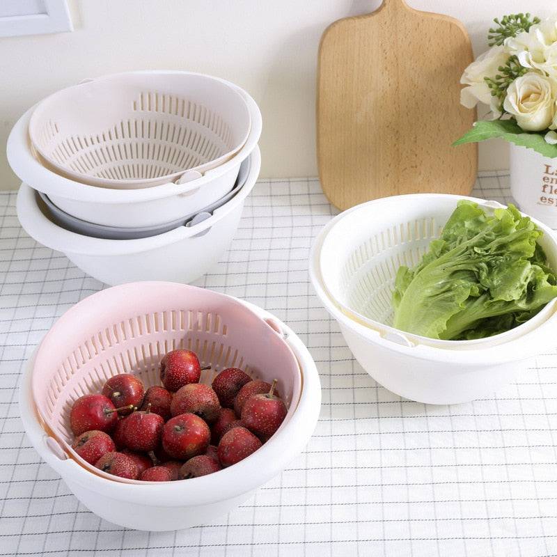 Silicone Double Drain Basket Bowl Washing Storage Basket Colander Tool - Culinarywellbeing