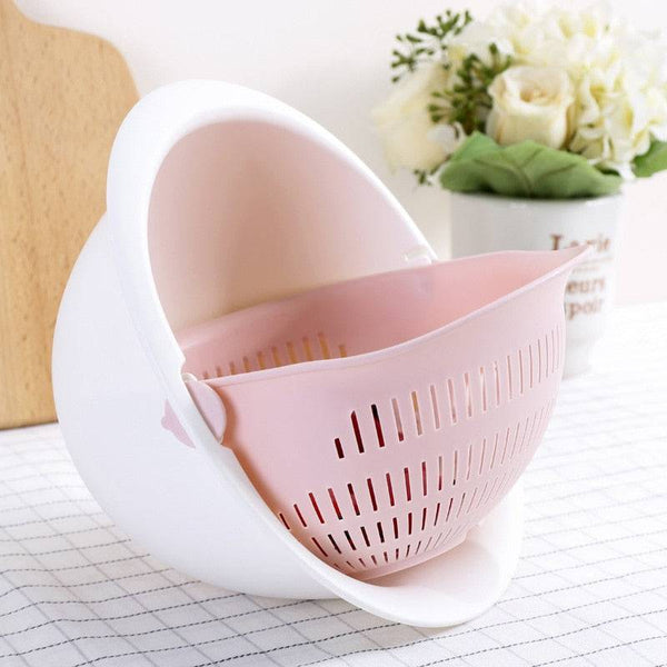 Silicone Double Drain Basket Bowl Washing Storage Basket Colander Tool - Culinarywellbeing