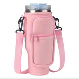 Water Bottle Holder with Strap & Pockets for Stanley Cup Accessories - 40oz Quencher Tumbler Carrier Bag - Culinarywellbeing