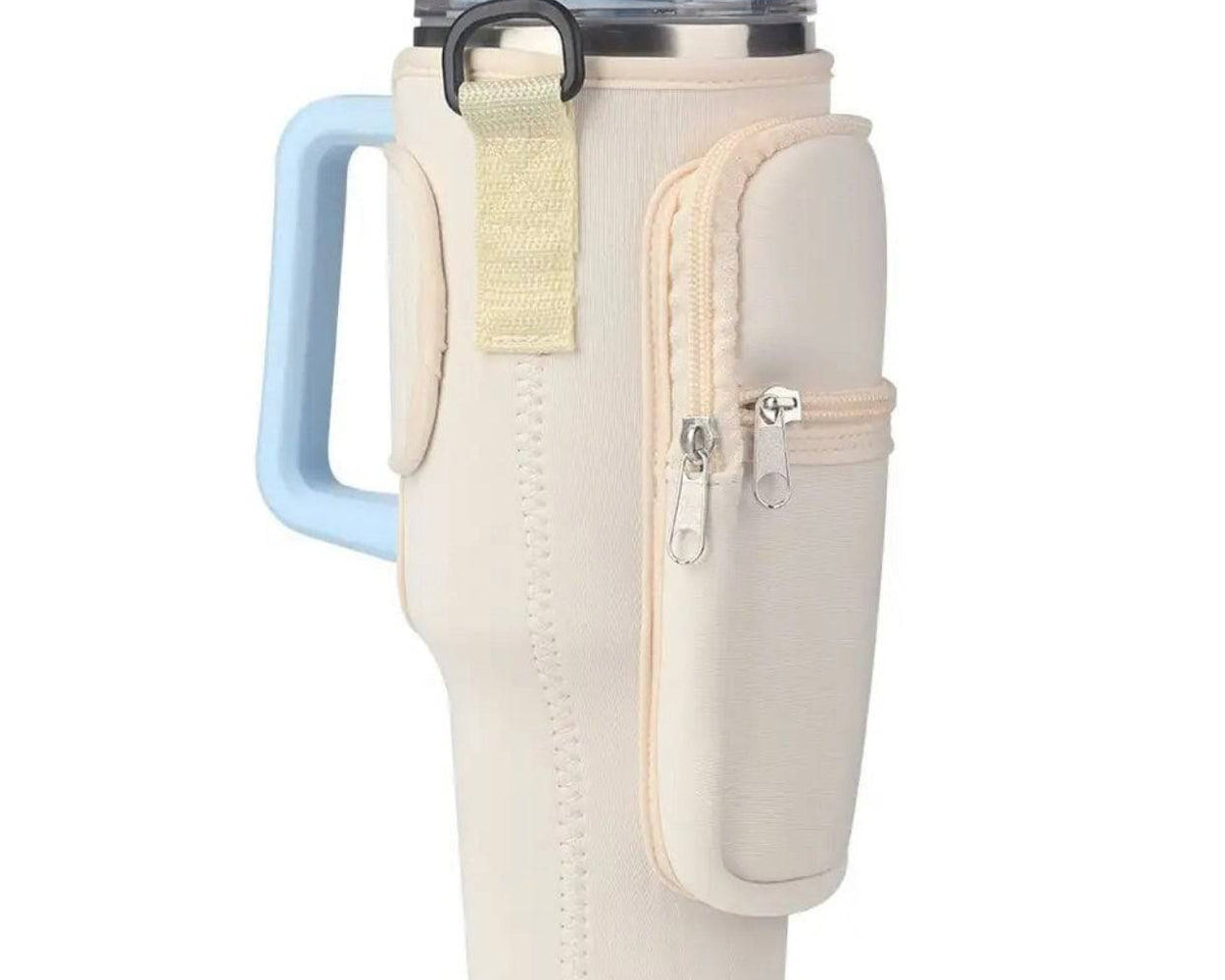 Water Bottle Holder with Strap & Pockets for Stanley Cup Accessories - 40oz Quencher Tumbler Carrier Bag - Culinarywellbeing