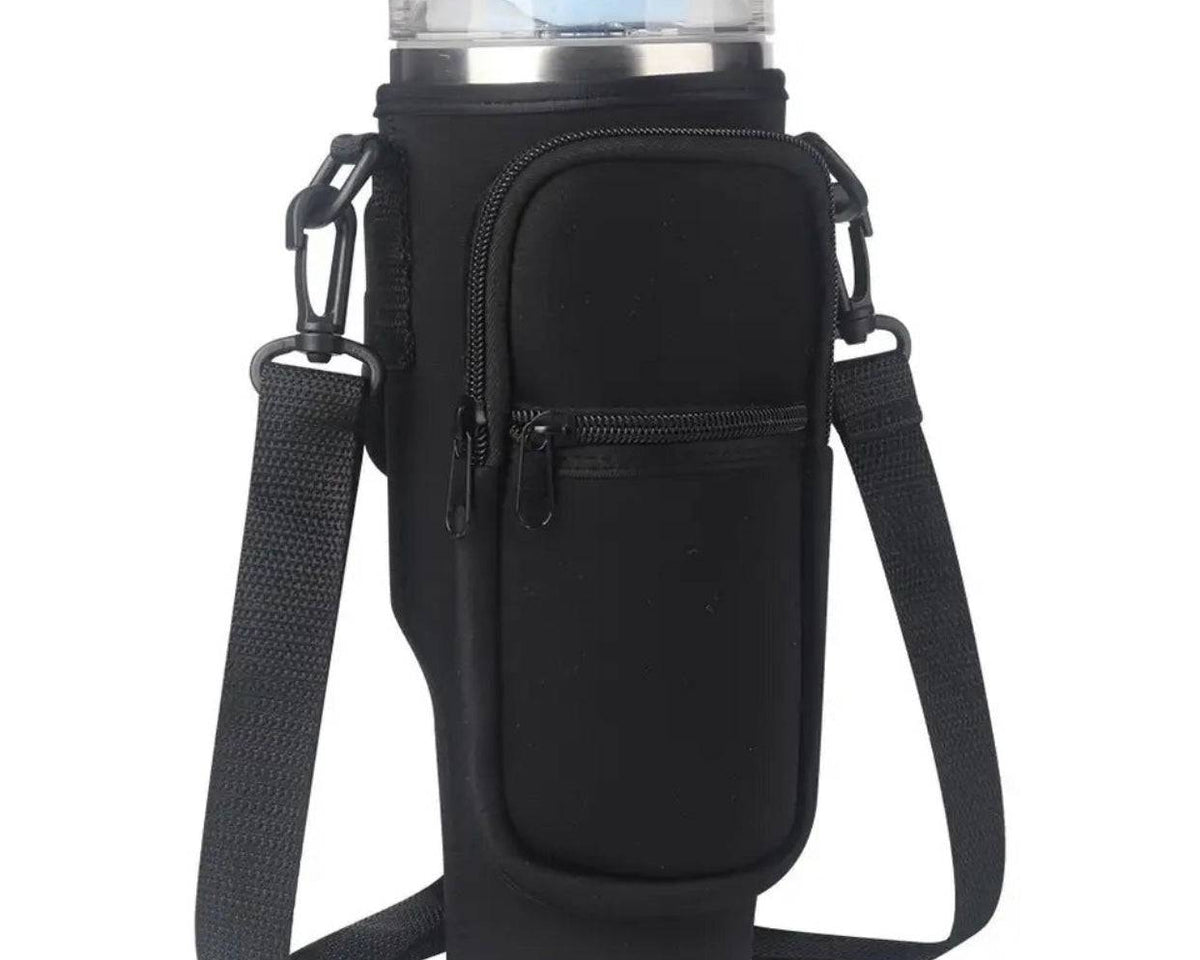 Water Bottle Holder with Strap & Pockets for Stanley Cup Accessories - 40oz Quencher Tumbler Carrier Bag - Culinarywellbeing