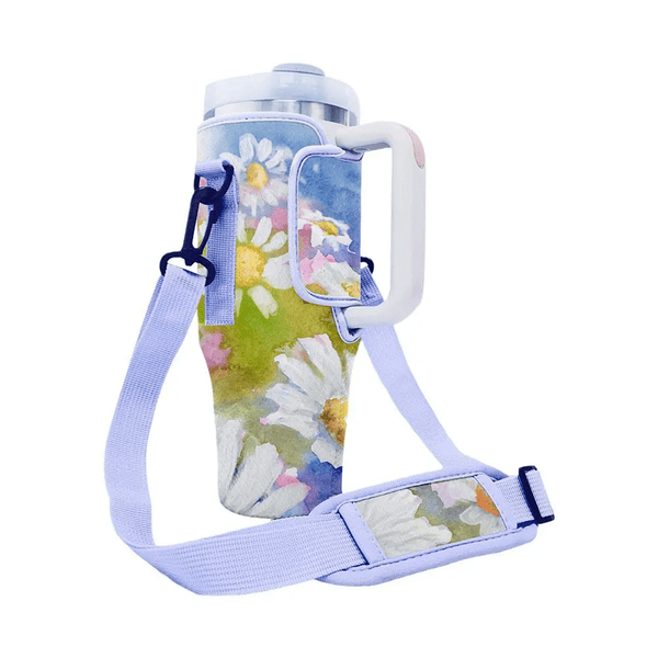 Water Bottle Holder with Strap & Pockets for Stanley Cup Accessories - 40oz Quencher Tumbler Carrier Bag - Culinarywellbeing