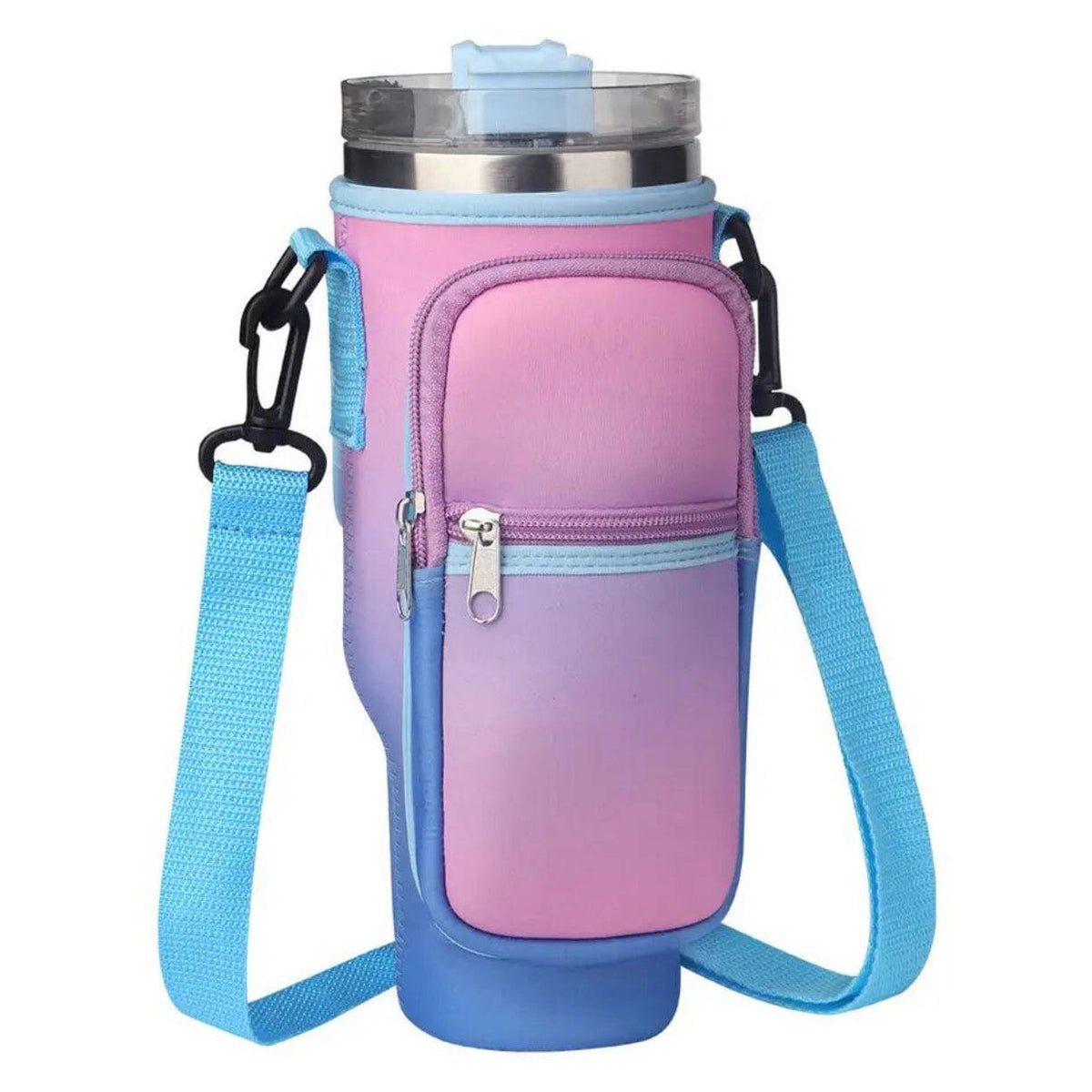 Water Bottle Holder with Strap & Pockets for Stanley Cup Accessories - 40oz Quencher Tumbler Carrier Bag - Culinarywellbeing