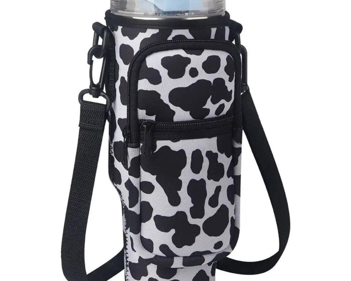 Water Bottle Holder with Strap & Pockets for Stanley Cup Accessories - 40oz Quencher Tumbler Carrier Bag - Culinarywellbeing