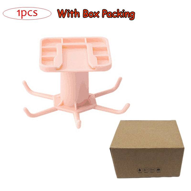 Kitchen OrCabinet Organizer Hook in pink with box packing, designed for nail-free storage and 360-degree rotation.
