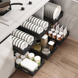 Plate Storage Rack Kitchen Cabinet Built-in Pull-out Clatter Partition Storage Rack Household Drawer - Culinarywellbeing