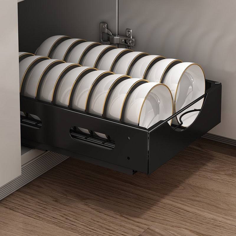 Plate Storage Rack Kitchen Cabinet Built-in Pull-out Clatter Partition Storage Rack Household Drawer - Culinarywellbeing