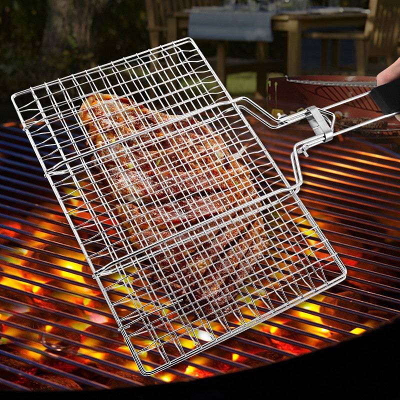 Stainless Steel Removable Folding Portable Grill Net  BBQ ToolsSpecification:
Material: 304 Stainless steel(Food grade material, FDA/LFGB/DGCCRF Certification)
Package includes: 1 pcs Grill meshTheWellBeing1Stainless Steel Removable Folding Portable Grill Net BBQ ToolsCulinaryWellBeing
